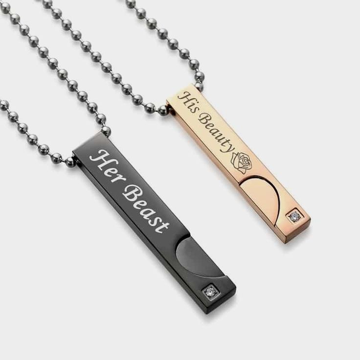 His Beauty Her Beast Necklaces https://www.couplestar.com/product/his-beauty-her-beast-necklaces/ #iloveyou #lovers #forever #happiness Demon Couple, His And Hers Necklaces, Floating Diamond Necklace, Padlock Necklace, Dainty Diamond Necklace, Lovers Necklace, Diamond Solitaire Necklace, Couple Necklaces, Couple Jewelry