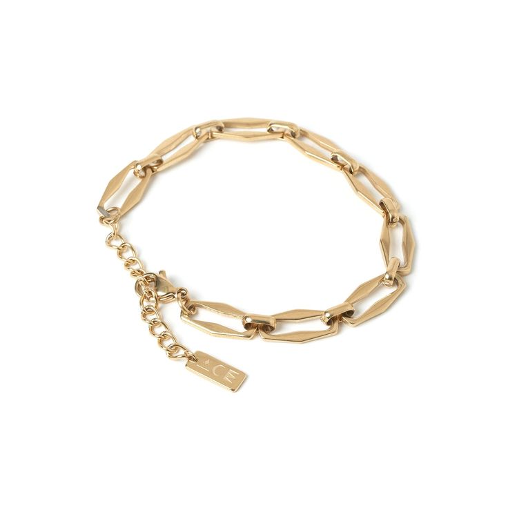 Gold, glam and gorgeous, our Leo Chain Bracelet is making an entrance! With unique style chain links and a cool statement feel, Leo is the perfect addition to dress up all your summer looks this season. Pair it with the matching Leo Necklace to complete the look.  14k Gold Plated (1 Micron Thick) Stainless Steel Base E-coating for a premium finish Lead & Nickel Free Measurements: 16cm + 4cm Extension CARING FOR YOUR AOE JEWELS At Arms Of Eve, we take great pride in the quality of all our jewels. Leo Necklace, Gold Glam, Stacked Earrings, Stacked Necklaces, Chain Links, Affordable Jewelry, Bracelet Stack, Jewelry Bags, Summer Looks