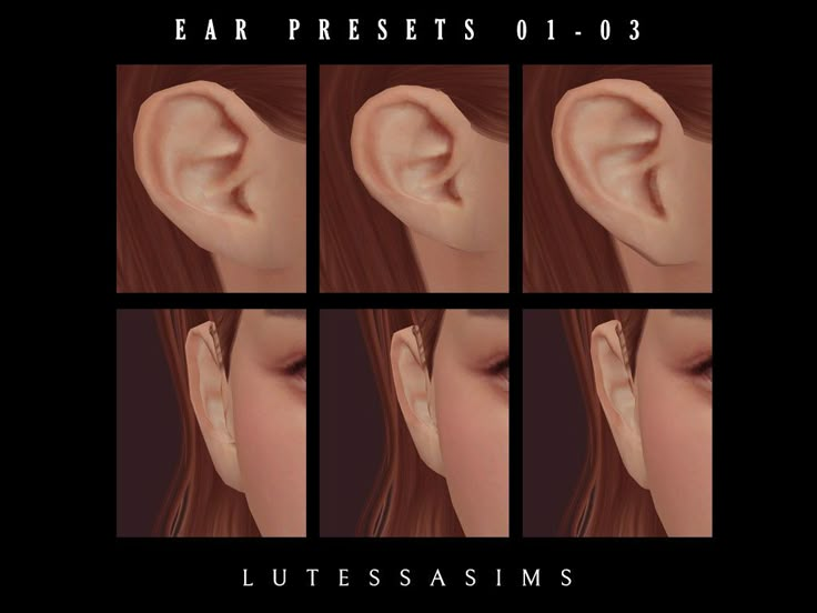 four different images of the same person's ear