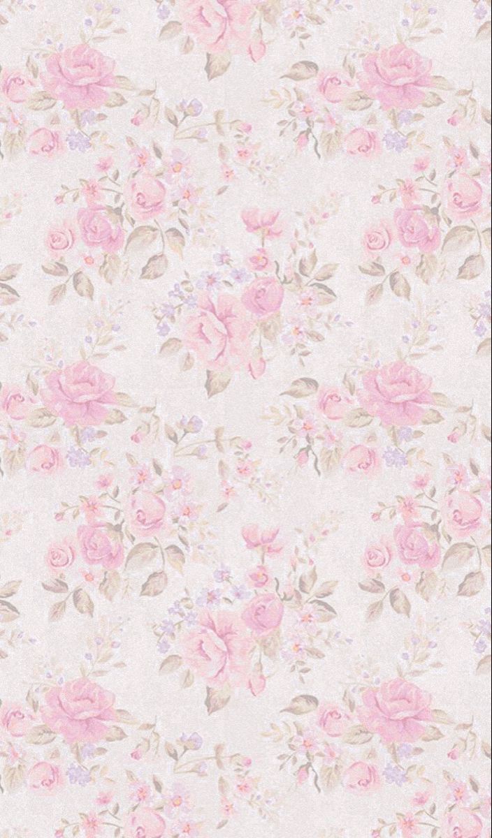 a white wallpaper with pink flowers on it