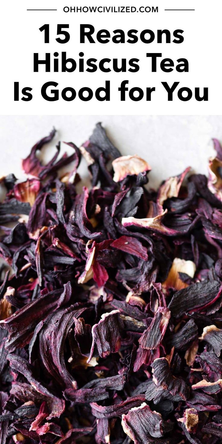 purple flowers with text overlay that reads 15 reasons hibiscus tea is good for you