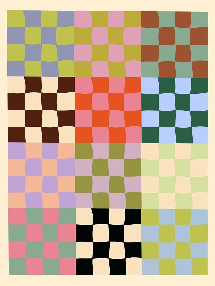 four different colored squares are arranged in the same pattern, each with an individual's own image