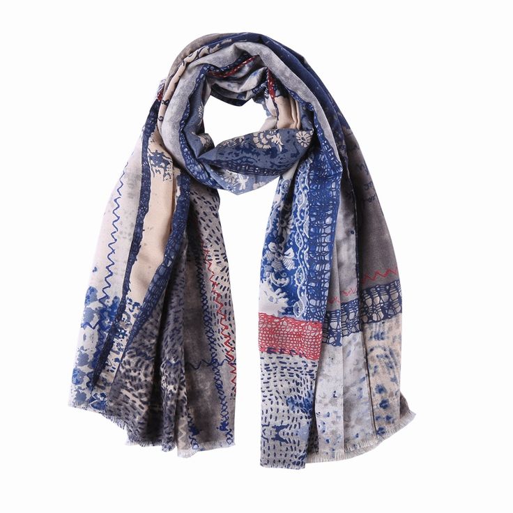 Material: 50% cotton, 50% viscose Size: 72" x 36" (180 cm x 90 cm) Color: blue Pattern: floral This long scarf is made of cotton and viscose. Soft cotton touch and feel. It will keep you cozy while dressing up your outfits naturally. Cotton Shawl For Fall, Casual Cotton Scarves For Fall, Casual Cotton Scarves For Winter, Cotton Shawl Scarves For Fall, Trendy Cotton Scarves For Winter, Casual Cotton Winter Scarves, Casual Blue Scarves For Fall, Trendy Blue Scarf For Fall, Trendy Cotton Winter Scarves