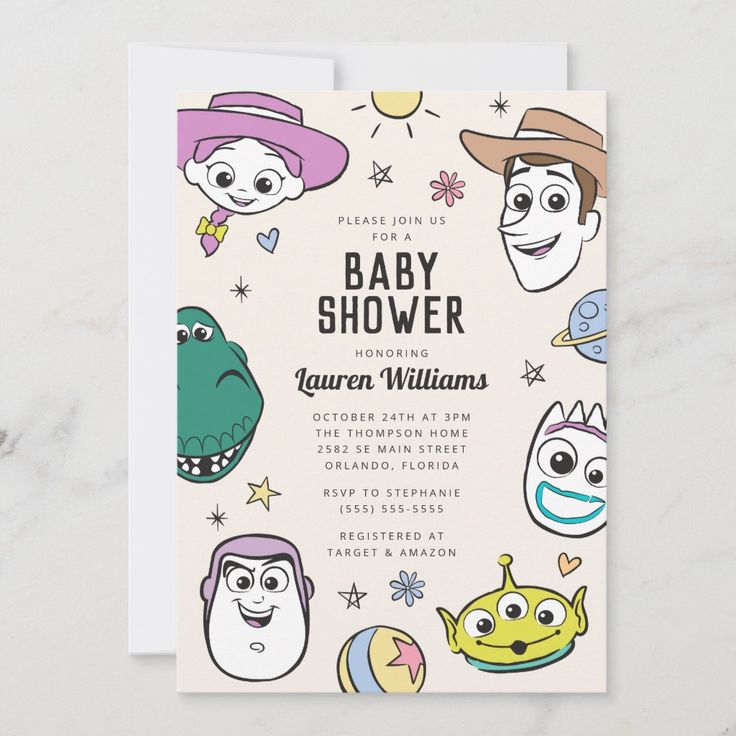 a baby shower with cartoon characters on it