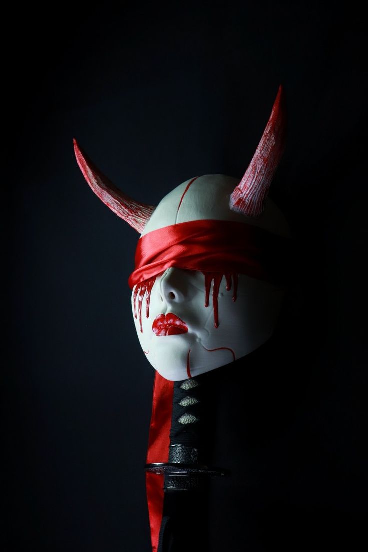 i am creator of these oni masks,please follow to see more Oni Geisha, Bicycle Photoshoot, Satanic Goth, Oni Masks, Japan Mask, Mascara Oni, Devil Mask, Ceramic Mask, Mask Drawing