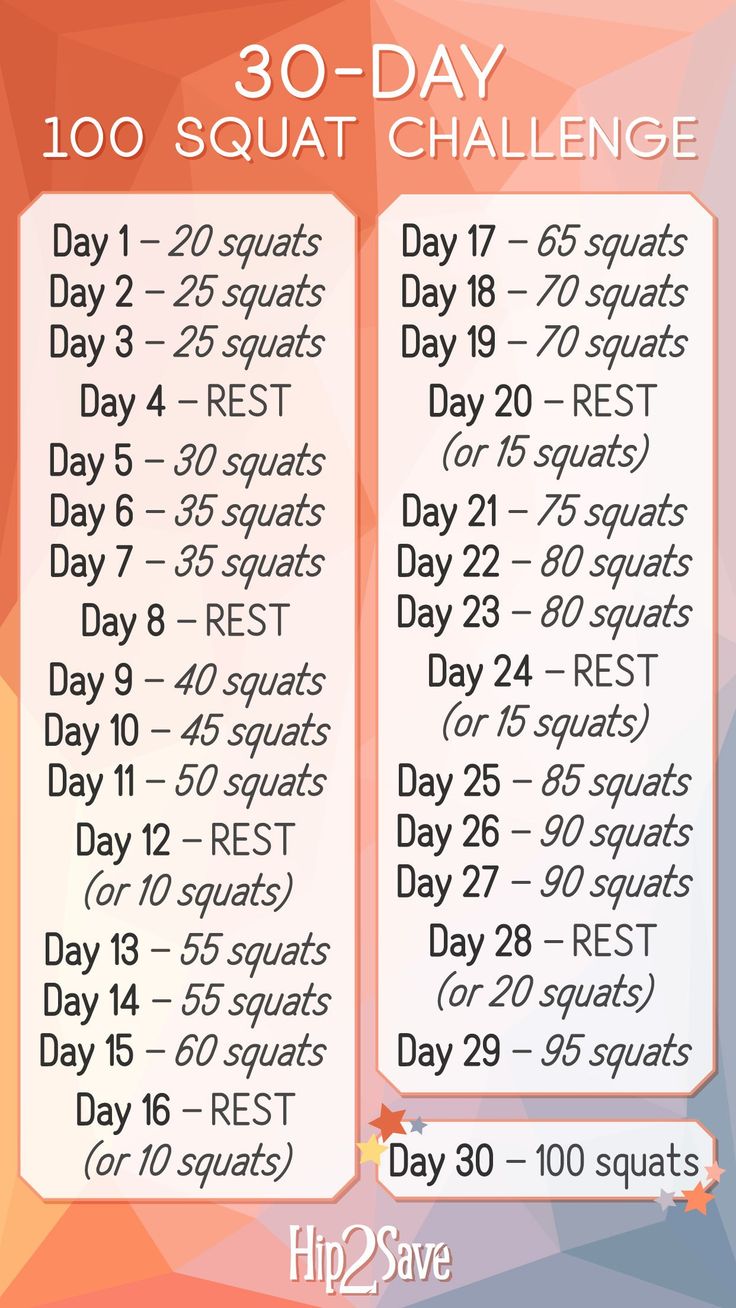 the 30 - day squat challenge is shown in this graphic style, with an orange background