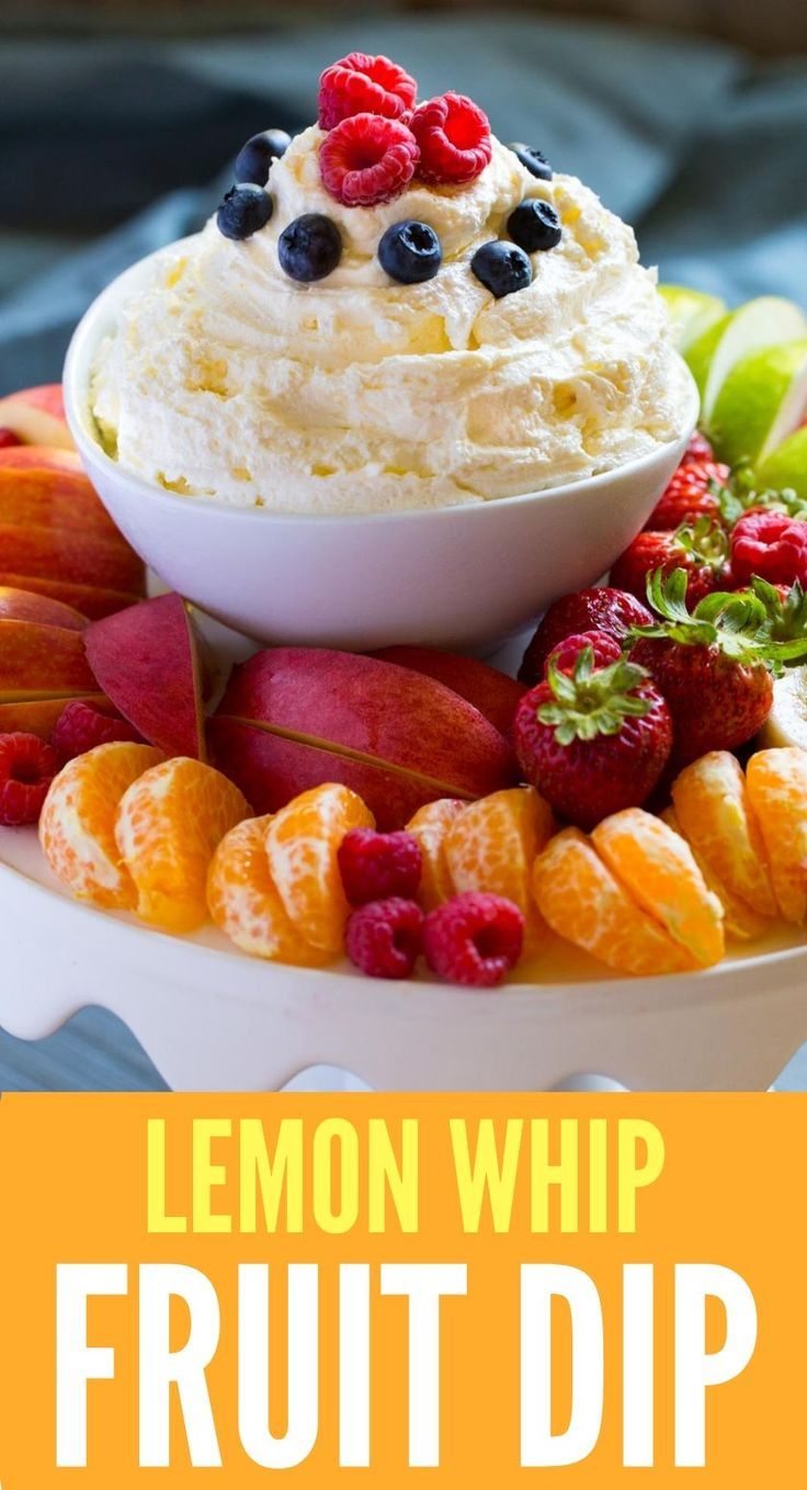 a plate topped with fruit and whipped cream