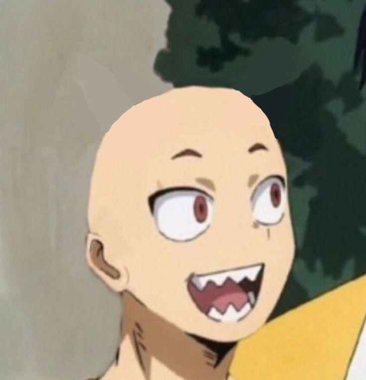 an animated image of a bald man with big eyes