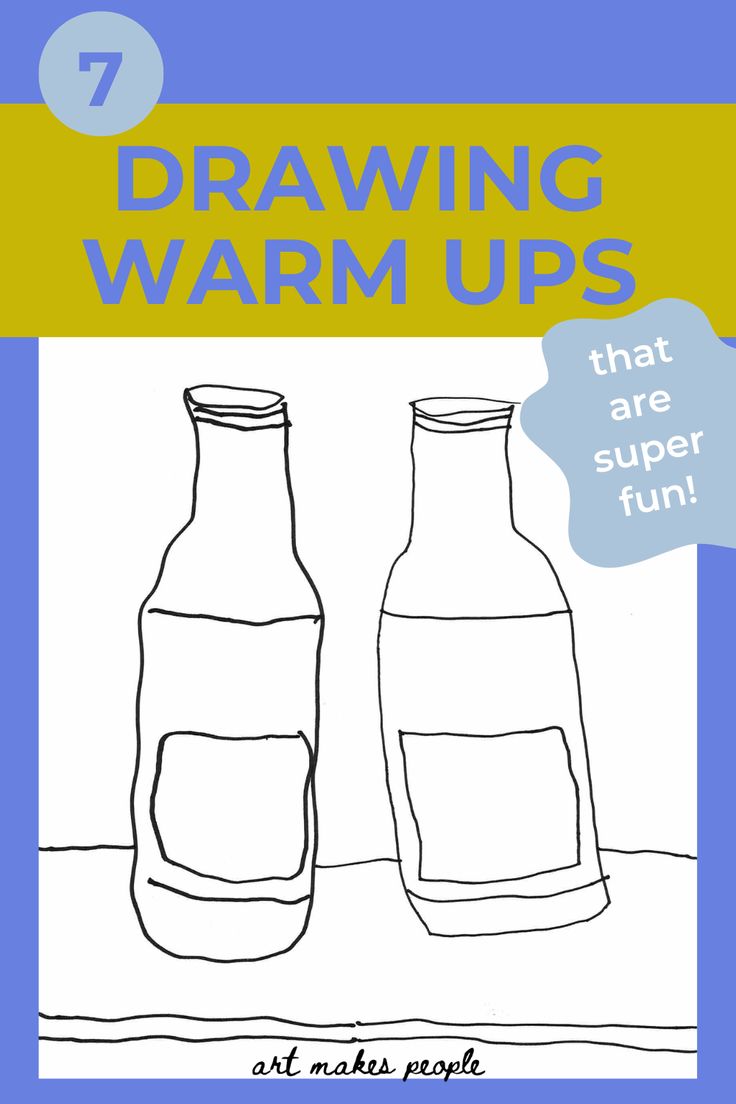 an image of two bottles with the words, drawing warm ups that are super fun