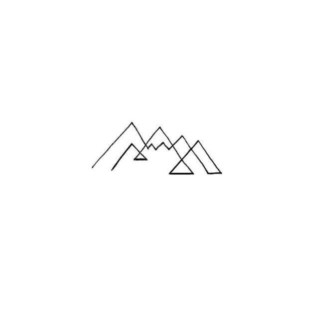 mountains are shown in the middle of this minimalist line art drawing, which is easy to draw and can be used as a tattoo ornament