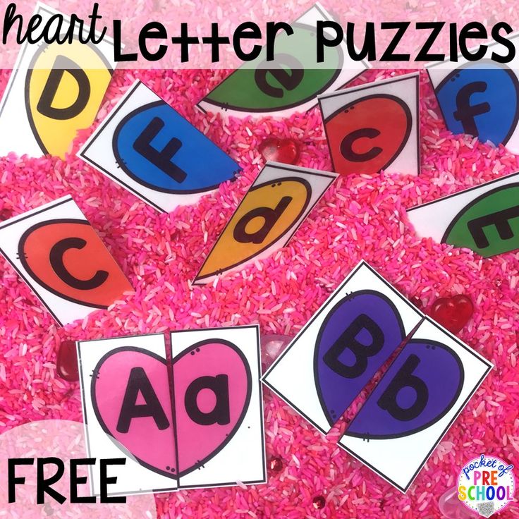 valentine's day heart letter puzzles with free printables for kids to make