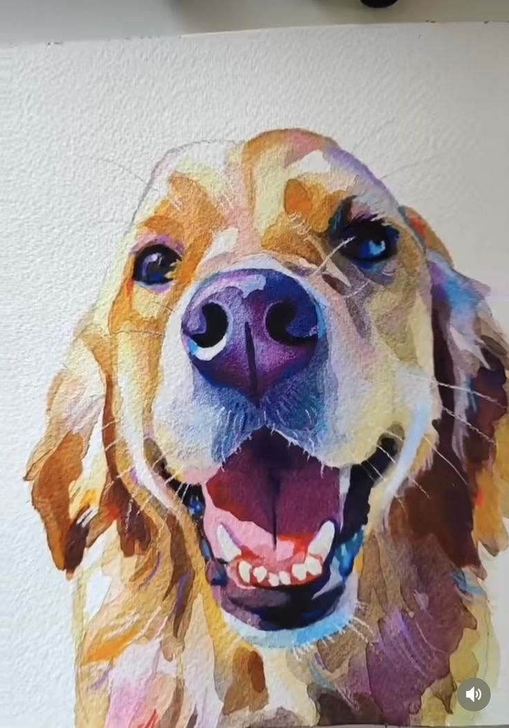 Watercolour And Pencil, Dog Design Art, Dog Portraits Painting, Dog Portraits Art, Watercolor Dog Portrait, Watercolor Paintings Of Animals, Golden Art, Animal Portraits Art, Dog Artwork