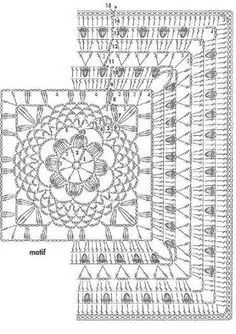 two square crochet patterns with the same pattern