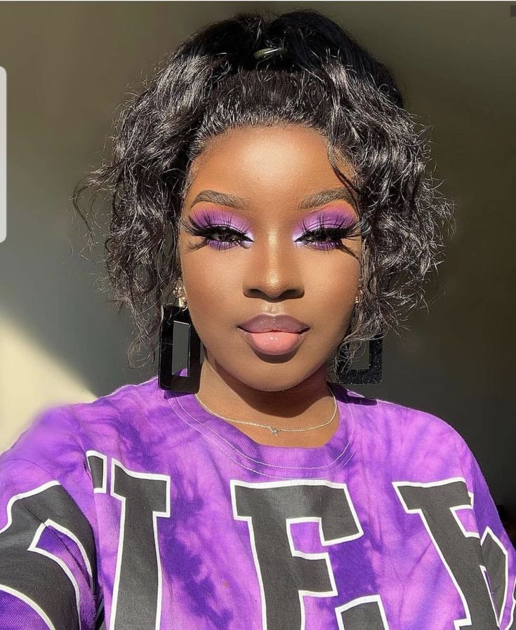 Purple Eyeshadow Looks, Purple Makeup Looks, Blue Makeup Looks, Brown Girls Makeup, Cute Eyeshadow Looks, Purple Eye Makeup, Makeup For Black Skin, Purple Makeup, Glam Makeup Look