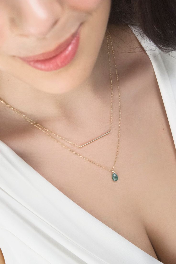 "WE ARE ON VACATION! Our workshop will be closed from the 6th until the 30th of August. Don't miss our \"while we are away\" special discount! \"A simple but elegant emerald pendant! May's birthstone, the emerald symbolizes rebirth. It has a deep, rich, beautiful green color. It is said to bring good fortune and youth to the person wearing it. An exquisite and thoughtful gift! Easy to wear all day long or on a special occasion for a chic and sophisticated look! Is it for you? Even better! Everyo Classic 14k Gold Emerald Necklace For May Birthstone, Emerald Necklace With Delicate Chain For May Birthstone, May Birthstone Emerald Necklace With Delicate Chain, Dainty Gold Emerald Birthstone Necklace, Gold Emerald Birthstone Necklace In Minimalist Style, Gold Minimalist Emerald Birthstone Necklace, Everyday Emerald Necklace For May Birthstone, Minimalist Gold Emerald Birthstone Necklace, Gold Emerald Birthstone Necklace For Everyday