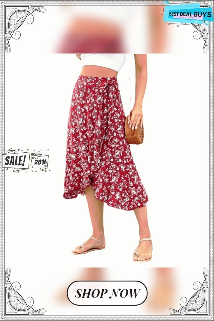 Women's Skirt & Dress Swing Dress Irregular Hem Flower / Plants Classic Modern Beach Regular Spring & Fall Darkblue Red Green Beige Beach Red Ruffled Skirt, High-waist Red Beach Skirt, Red Bohemian Skirt With Floral Print, Red Vintage Flowy Skirt, Bohemian Red Floral Print Skirt, Flower Plants, Women's Skirt, Irregular Hem, Modern Beach