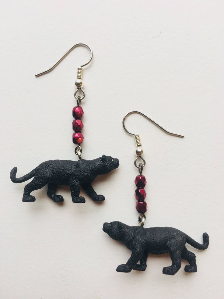 Black panther earrings Panther Earrings, Big Earrings, Black Panther, Handmade Earrings, Panther, Corn, Novelty Christmas, Drop Earrings, Handmade Gift