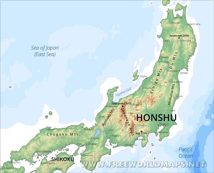 a map of honshu showing the location of its major cities and towns in japan