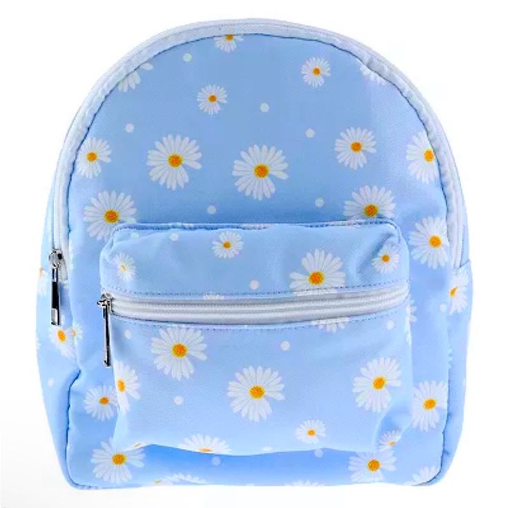 **New** Color: Light Blue W/Daisies Product Features Zipper Closure 1 Pocket 9.4" X 7.8" X 3.45" Fabric & Care Cotton, Polyester Cute Blue Backpack With Zipper Closure, Cute Everyday Backpack For Spring, Cute School Backpack For Spring, Cute Blue Softback Backpack, Cute Standard Backpack For Spring, Cute Spring Backpack For Daily Use, Adjustable Blue School Bag, Adjustable Blue School Bags, Blue Backpack For Everyday Use In Spring