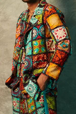 Shop for Eshaa Amiin Multi Color Modal Satin Big Tiles Print Blazer for Women Online at Aza Fashions Blazer For Women, Satin Blazer, Lapel Blazer, Tile Print, Satin Color, Printed Blazer, Full Sleeves, Lapel Collar, Blazers For Women