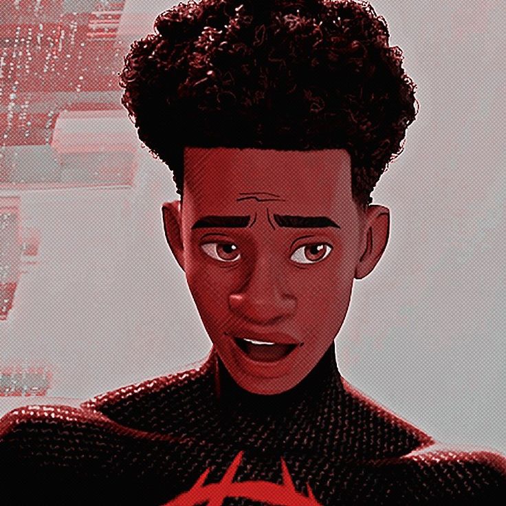 an animated image of spider - man in front of a red background with the words,