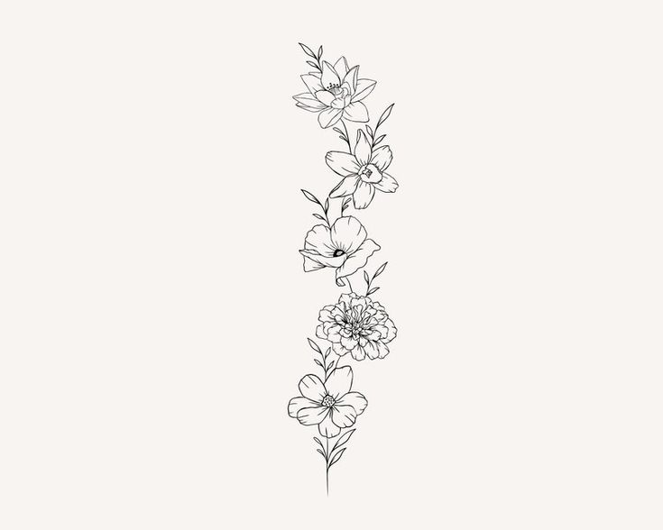 a line drawing of flowers on a white background