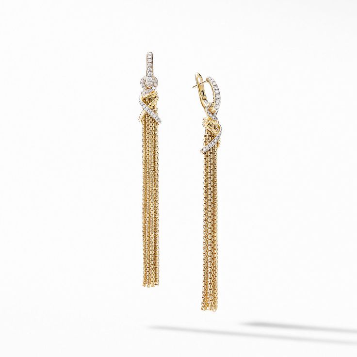 This pair of Helena Tassel Earrings is crafted from 18K yellow gold and adorned with diamonds. Part of the Helena collection, they feature a stunning combination of luxurious materials that exude elegance and sophistication. Nature Ring, Oval Rings, Gold Plated Rings, Minimalist Rings, High Jewelry, David Yurman, How To Make Ornaments, Jewelry Pouch, Tassel Earrings