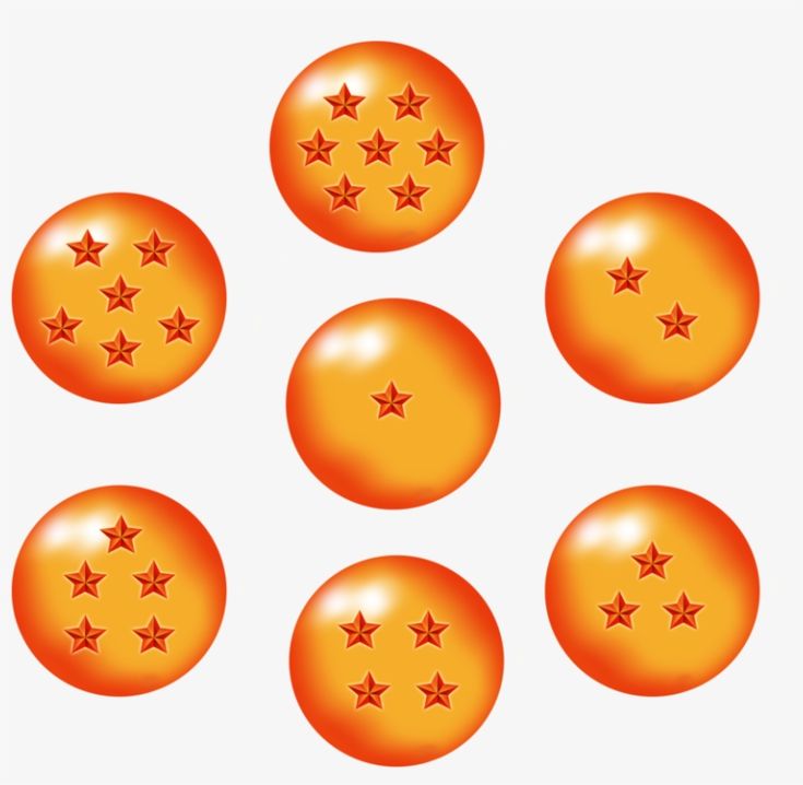 six orange balls with red stars on them