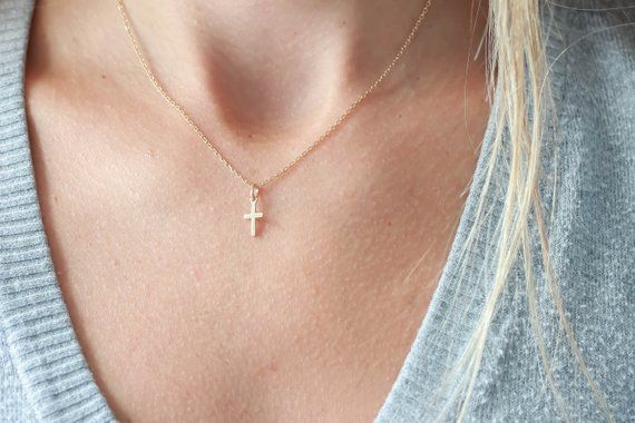 Baptism Necklace, Catholic Baptism, Tiny Cross Necklace, Silver Flower Necklace, Christian Necklace, Seahorse Pendant, Gold Cross Necklace, Initial Necklace Gold, Choker Style