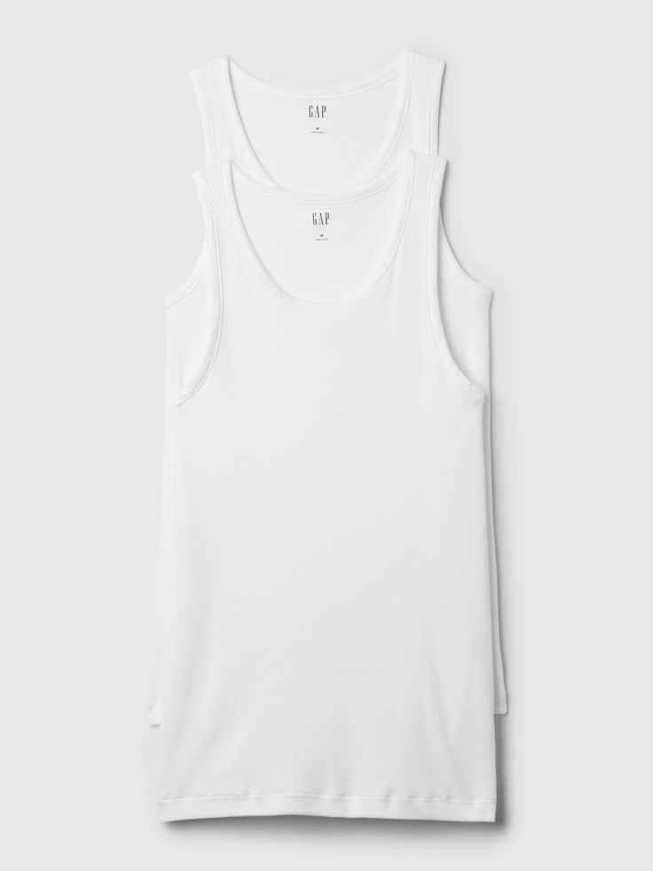 Soft rib-knit.  Sleeveless.  Round neckline.  Straight silhouette with an easy, relaxed fit.  Hits at the hip.  Model is wearing a regular Gap Pale White Skin, Chuck 70s, Rib Tank Top, Levis Jacket, Gender Equality, Support People, Ribbed Tank Tops, White Tank Top, Round Neckline