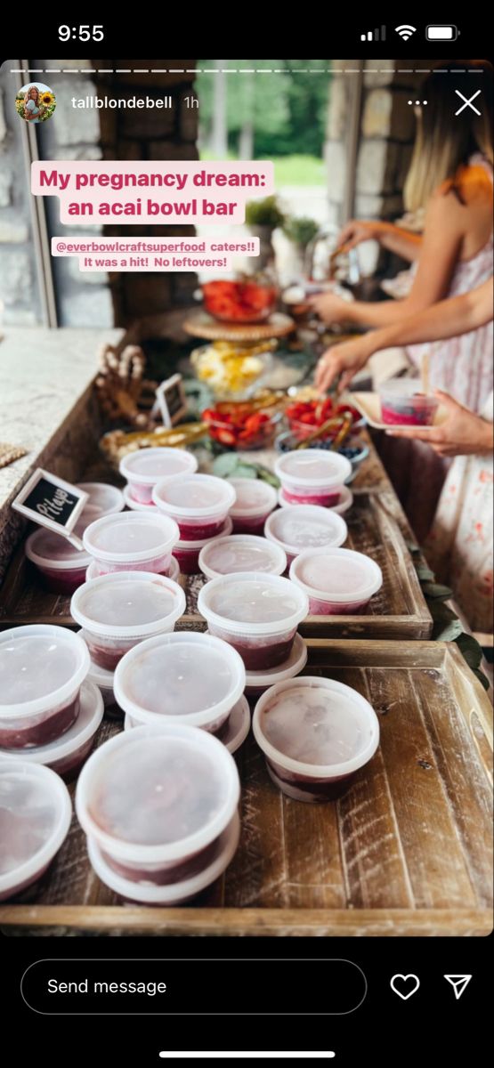 the food is ready to be served on the table for people who are waiting in line