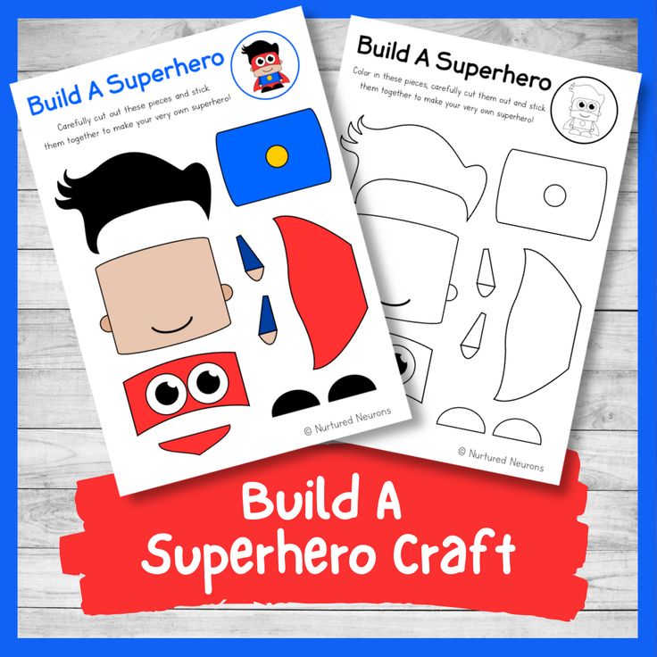 build a superhero craft with the text build a superhero on it and an image of a man