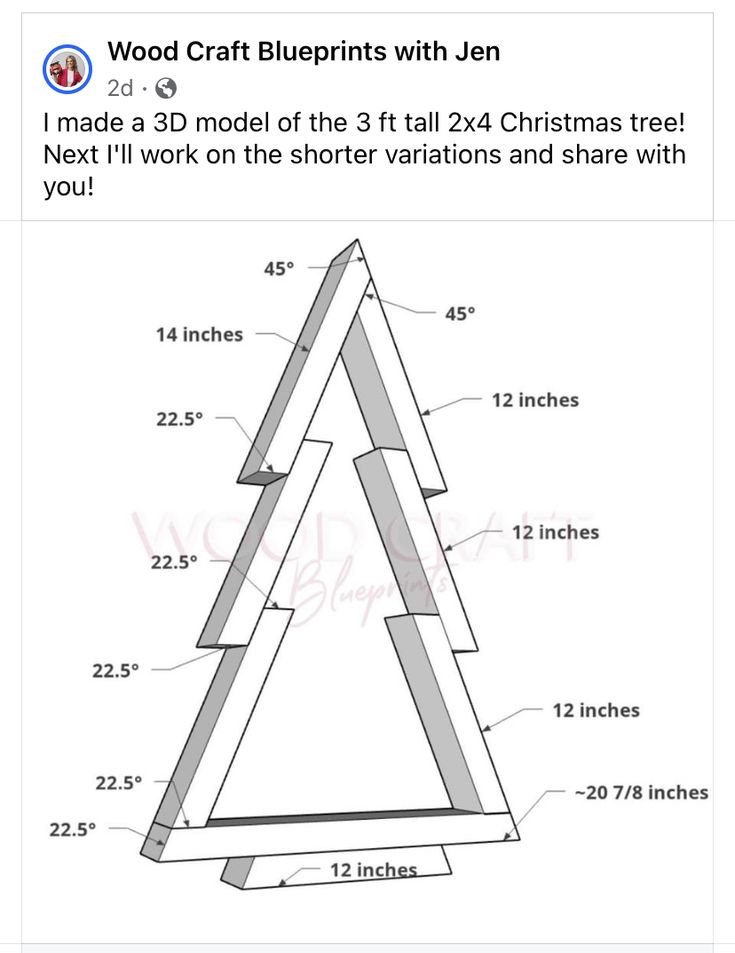 a christmas tree made out of wood with instructions to make it in the shape of a triangle