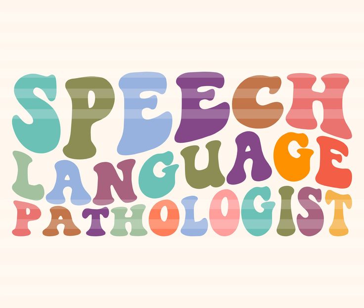 the words speech language pathologist written in multicolored letters on a white background