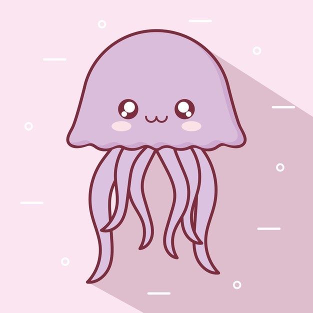 an illustration of a purple jellyfish with big eyes