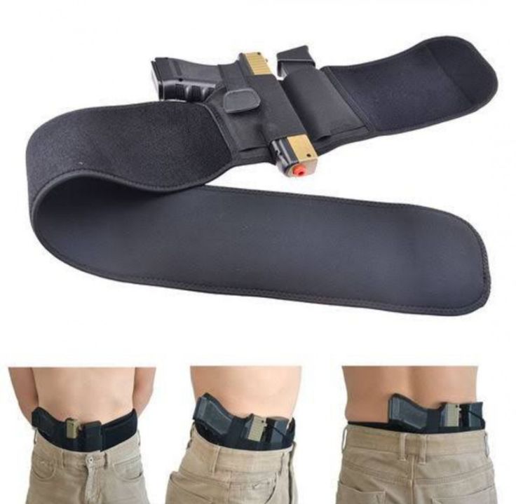 the belt is attached to the back of a man's leg and has three different buckles on it