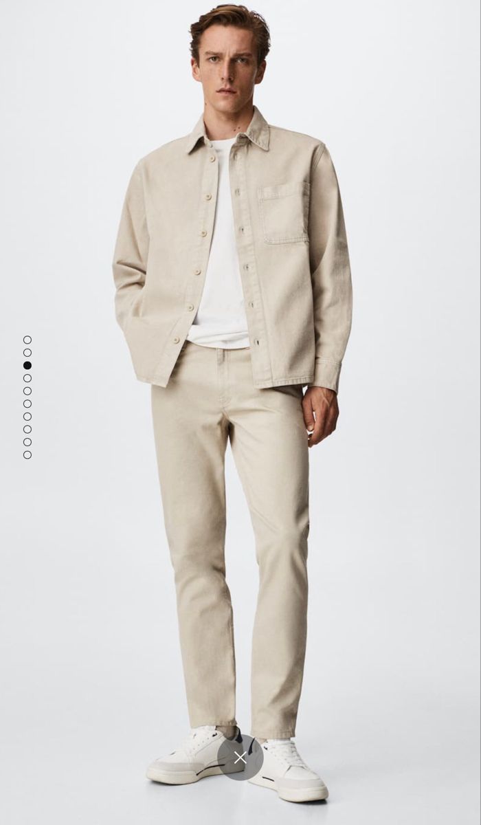 White Beige Outfit Men, Cream Monochrome Outfit Men, Men’s Beige Outfit, Beige Outfit For Men, Men Neutral Outfit, Jake Cornell, Men Beige Outfit, Khaki Outfit Men, Jake Fashion