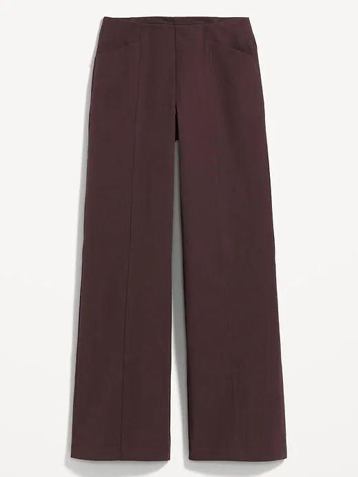 High-Waisted Pull-On Pixie Wide-Leg Pants for Women | Old Navy Stretch Pants With Pockets For Fall, Relaxed Fit Bottoms With Seam Detailing For Work, Stretch Bottoms With Pockets For Fall, High Waist Elastic Dress Pants For Fall, High Waist Dress Pants With Elastic Waistband For Fall, Business Casual Dress Pants With Elastic Waistband For Fall, Relaxed Fit Workwear Pants With Seam Detailing, Stretch Pants With Welt Pockets For Fall, Stretch Dress Pants With Pockets For Work