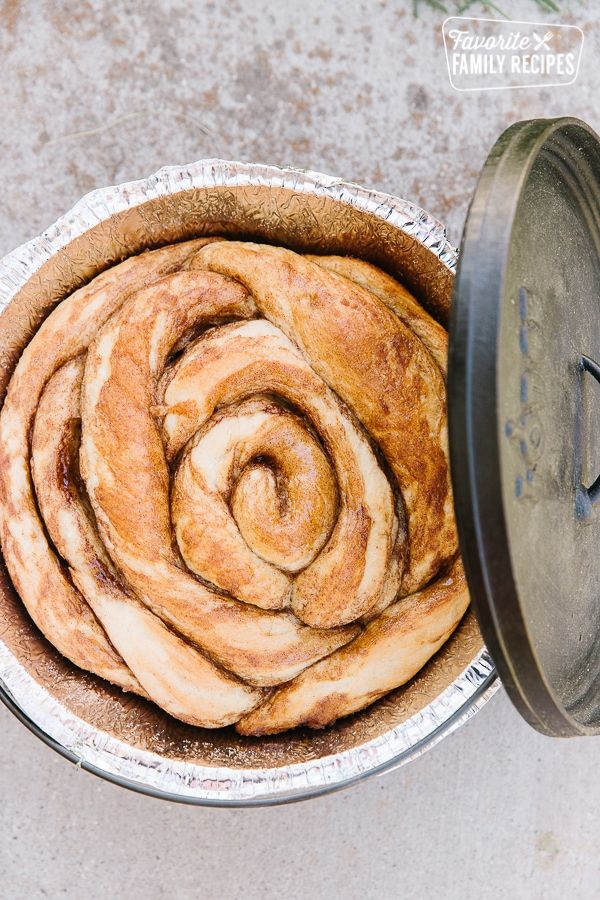 a pan filled with bread sitting on top of a table