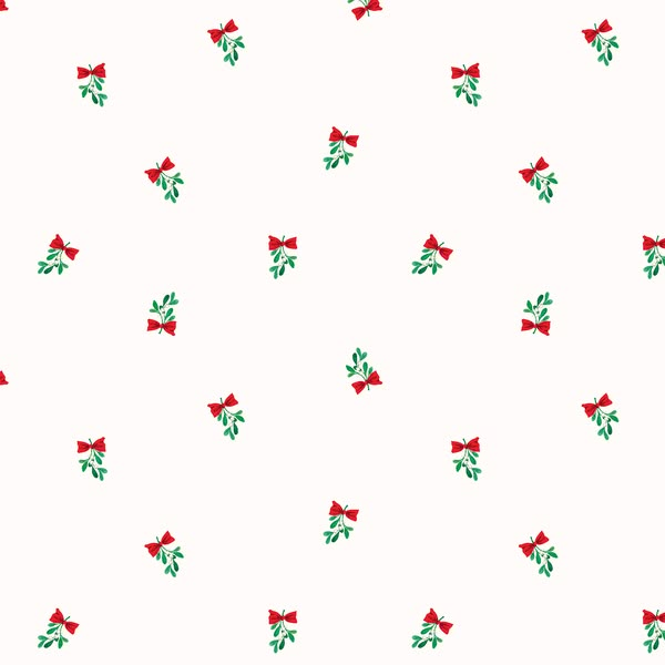 a white background with red bows and green leaves