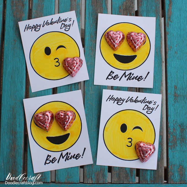 three valentine's day cards with hearts in the shape of smiley faces on them