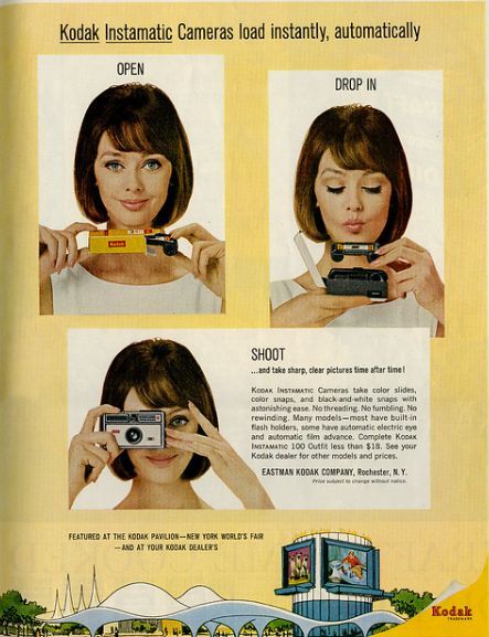 an advertisement for the kodak camera with pictures of women holding up their cameras to take photos