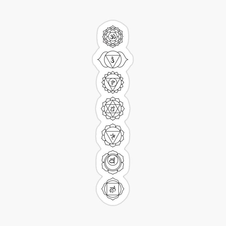 the seven chakras sticker is shown in black and white, with different colors