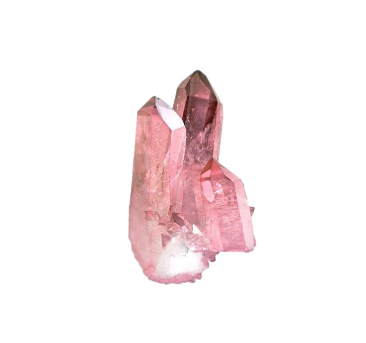 two pink crystals sitting next to each other