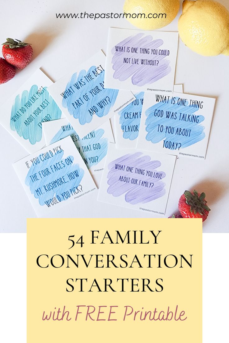 five family conversation starter cards with free printables