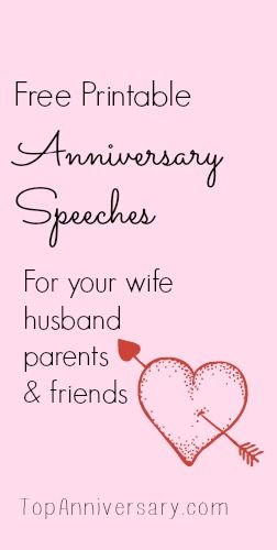 a pink card with the words free printable anniversary speech for your wife husband and friends