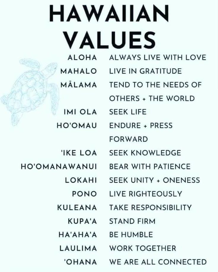 an image of the hawaiian values poster