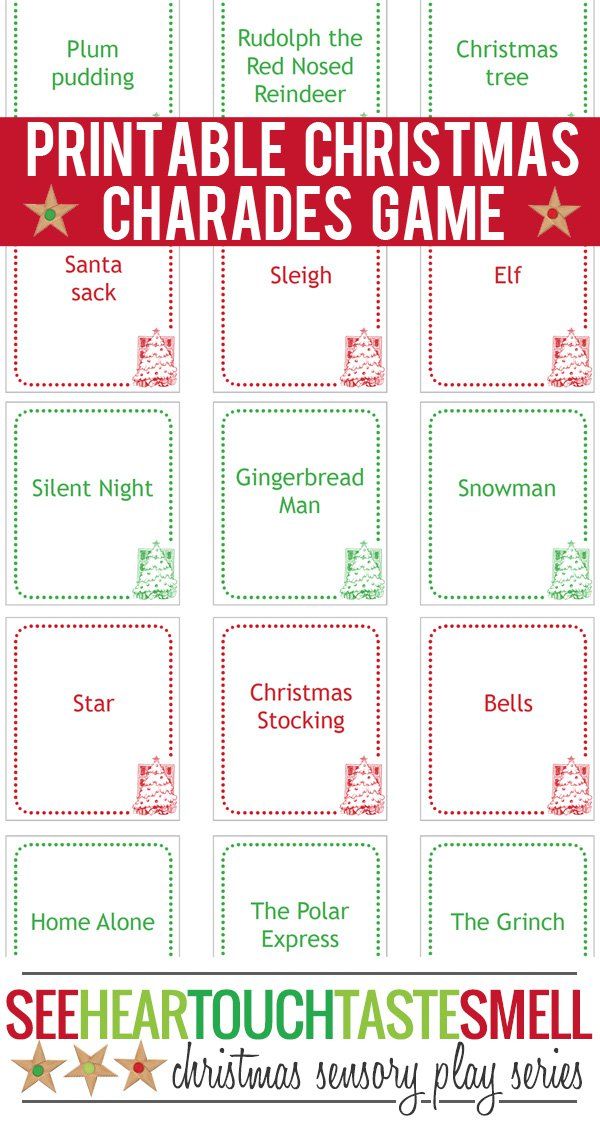 printable christmas charadess game for kids to play on the computer or tablet