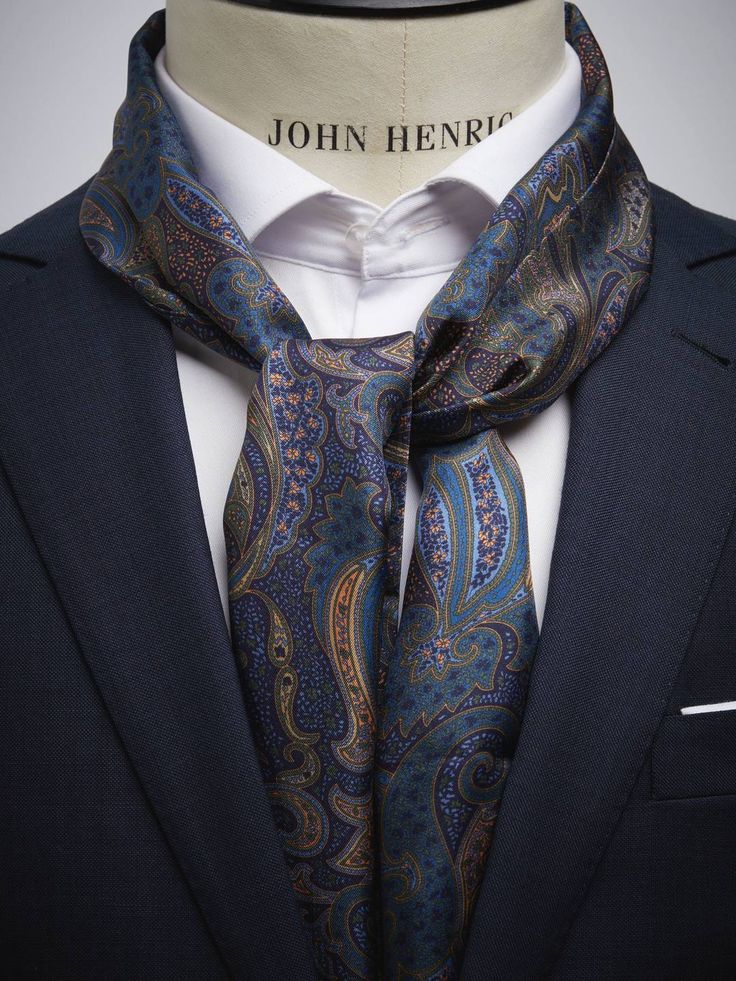 Classic Business Scarves With Ties, Classic Business Scarves, Formal Silk Scarf With Paisley Print, Formal Paisley Print Silk Scarf, Formal Silk Scarves With Ties, Elegant Blue Paisley Print Scarves, Elegant Silk Scarf With Paisley Print, Elegant Silk Scarves With Paisley Print, Elegant Silk Scarves For Business