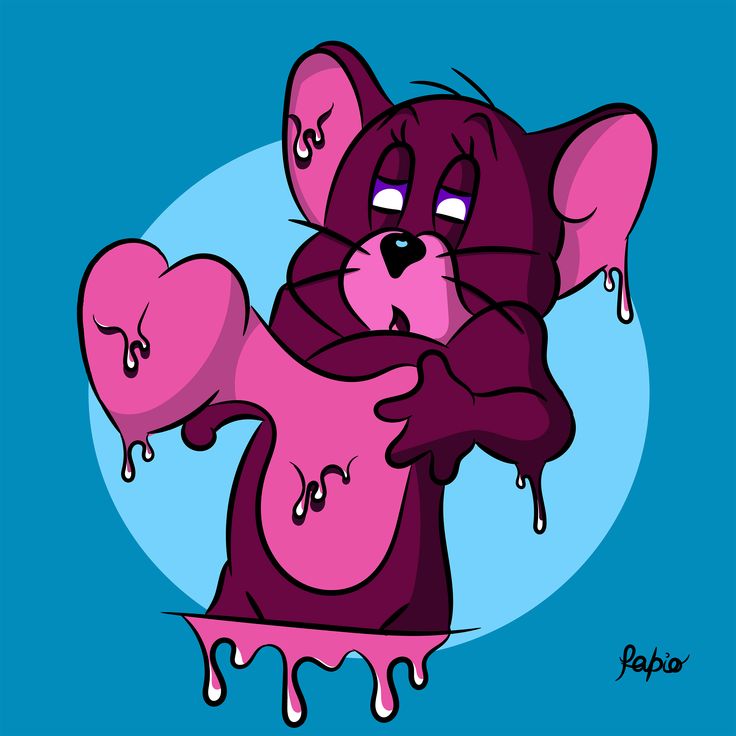 a drawing of a pink rat hugging another rat